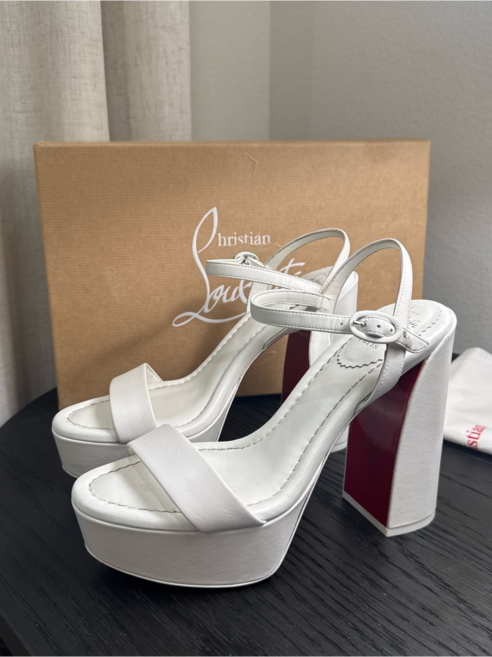 Christian Louboutin Movida Jane Platform Sandals White 37